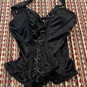 Spirit Black Corset with Lace Witchy  Rare 2000s Royal Bones Gothic Lace Up M